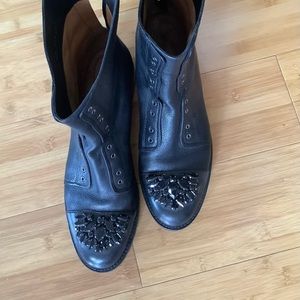 Nursace Rhinestone Leather Booties